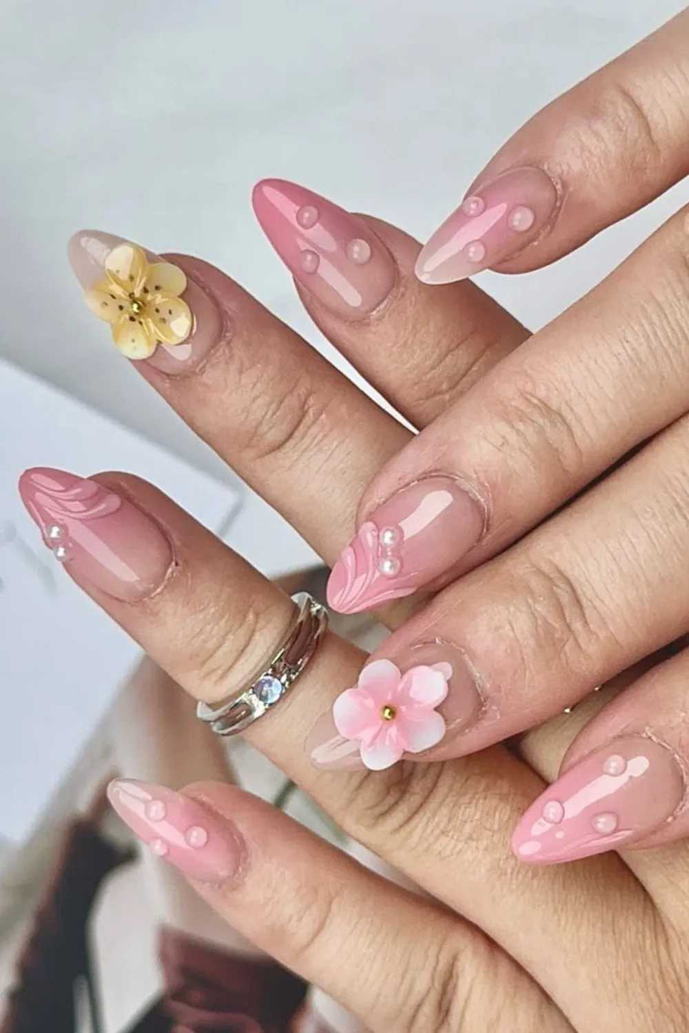 3D Spring Blossom Nails – Dimensional floral accents with a chic touch.