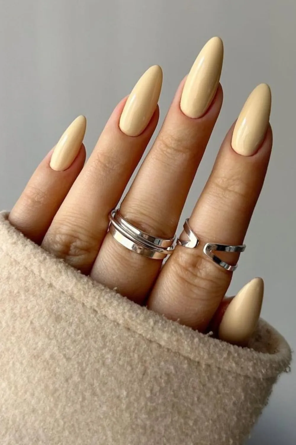 Butter Yellow Spring Nails - Soft butter yellow nails with a glossy finish perfect for April.