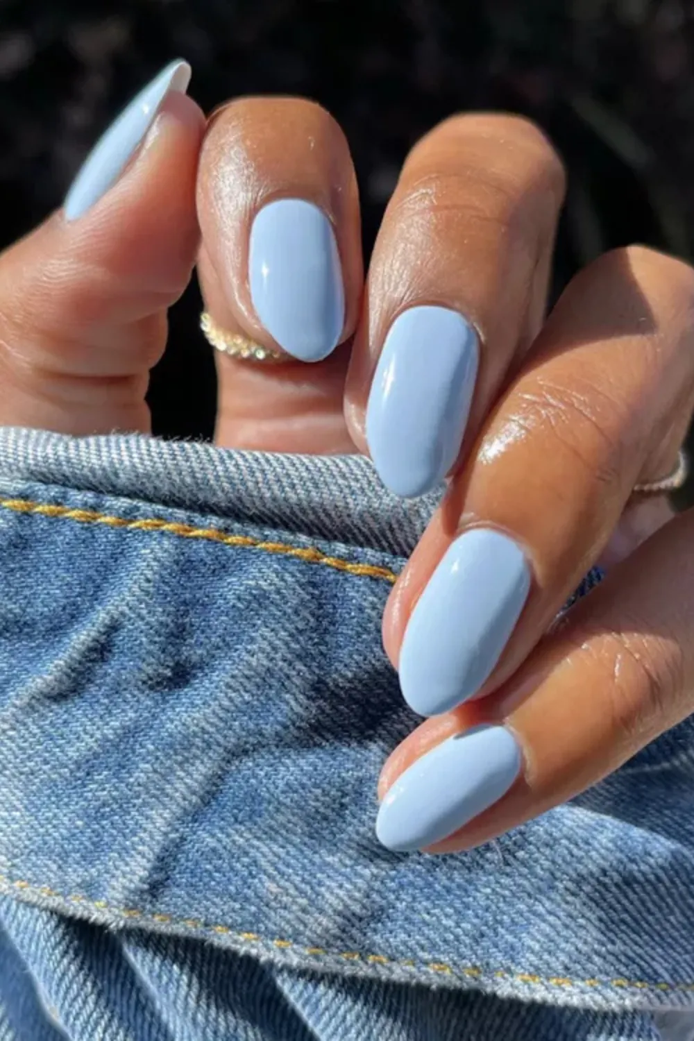 Classic Glossy Sky Blue Nails - Elegant glossy sky blue nails with a simple finish.