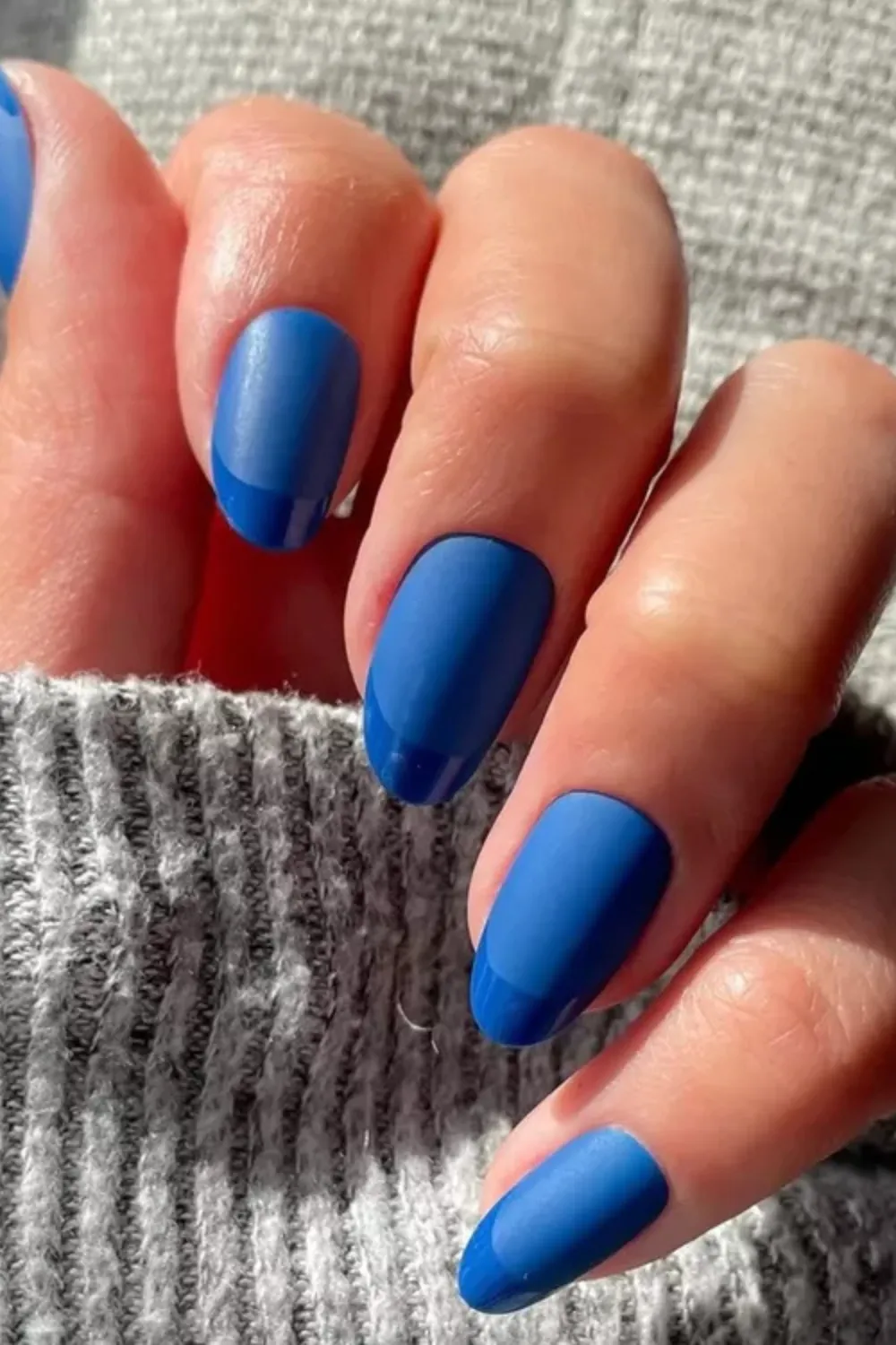 Matte Royal Blue French Spring Nails - Royal blue matte French tip design for spring 2025