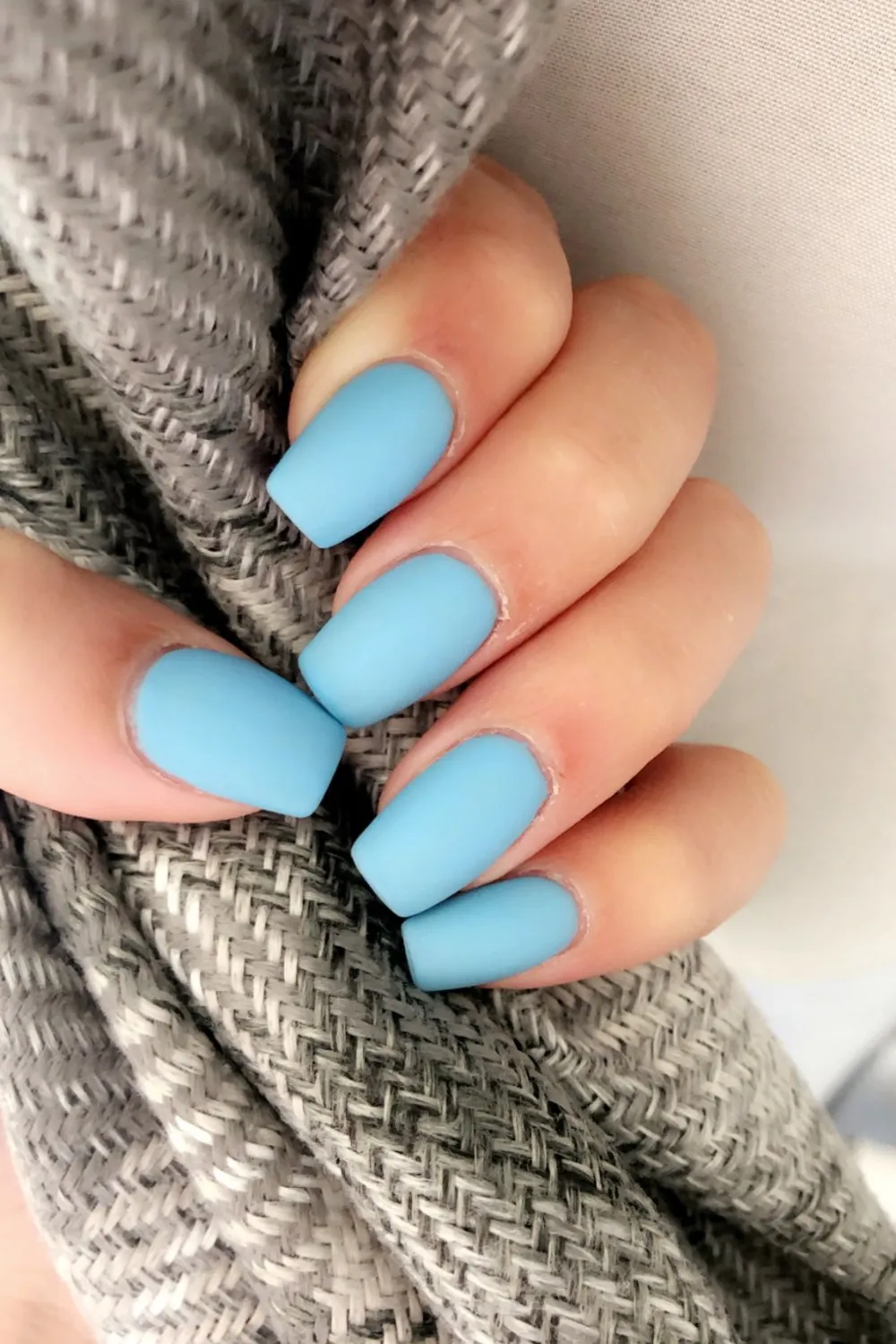 Matte Sky Blue Nails - Soft matte sky blue nails for a modern style.
