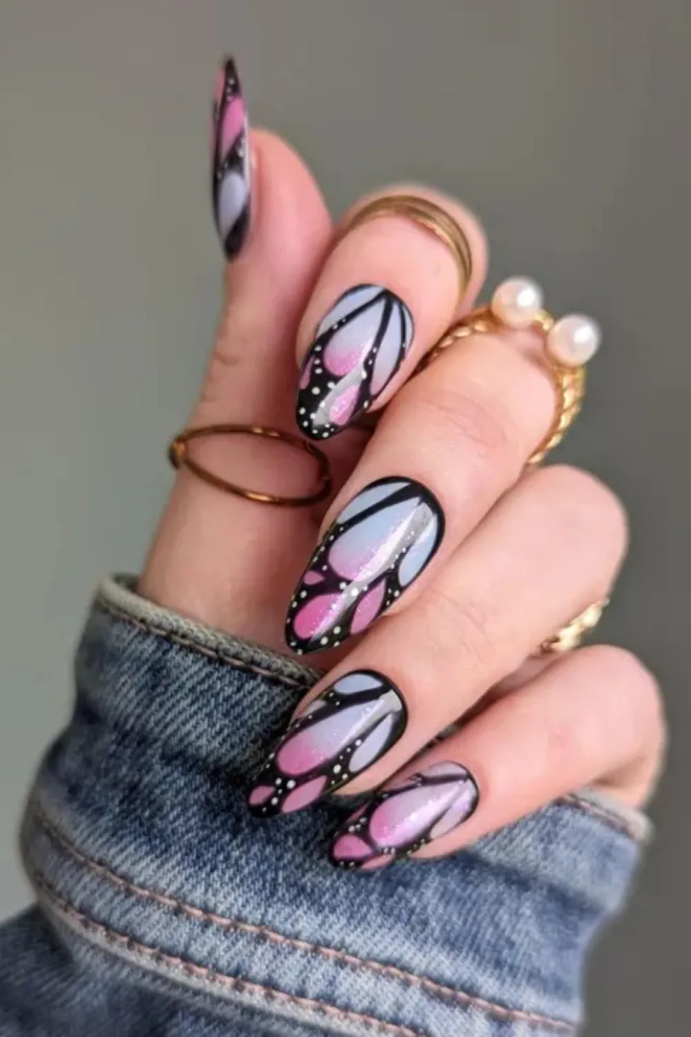 Ombre Butterfly Dreams Nails - Ombre nails with flying butterfly accents in pastel shades