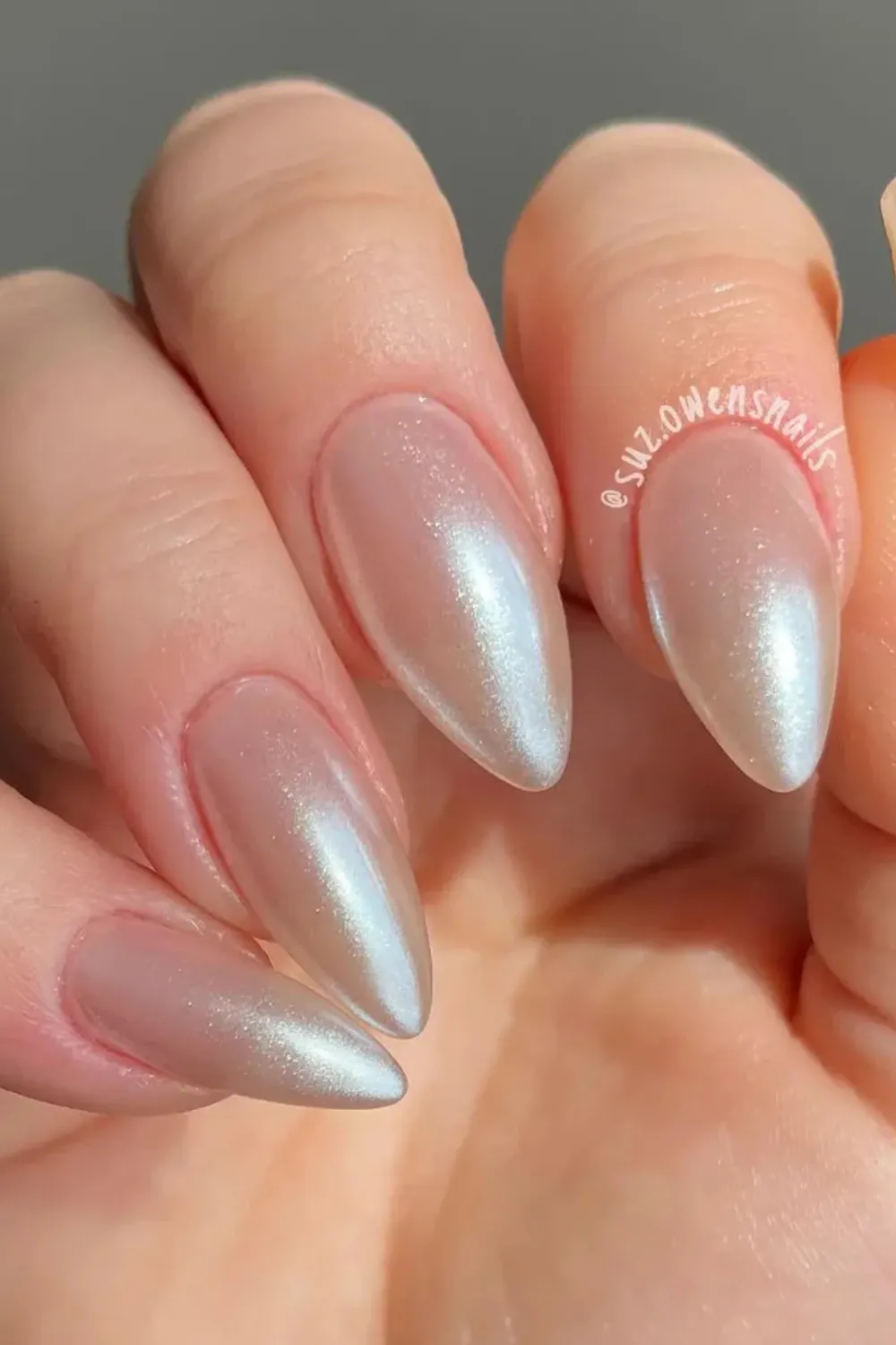 Pearlescent Nail Design 2025 - Shimmering pearlescent nails trending for modern 2025 looks