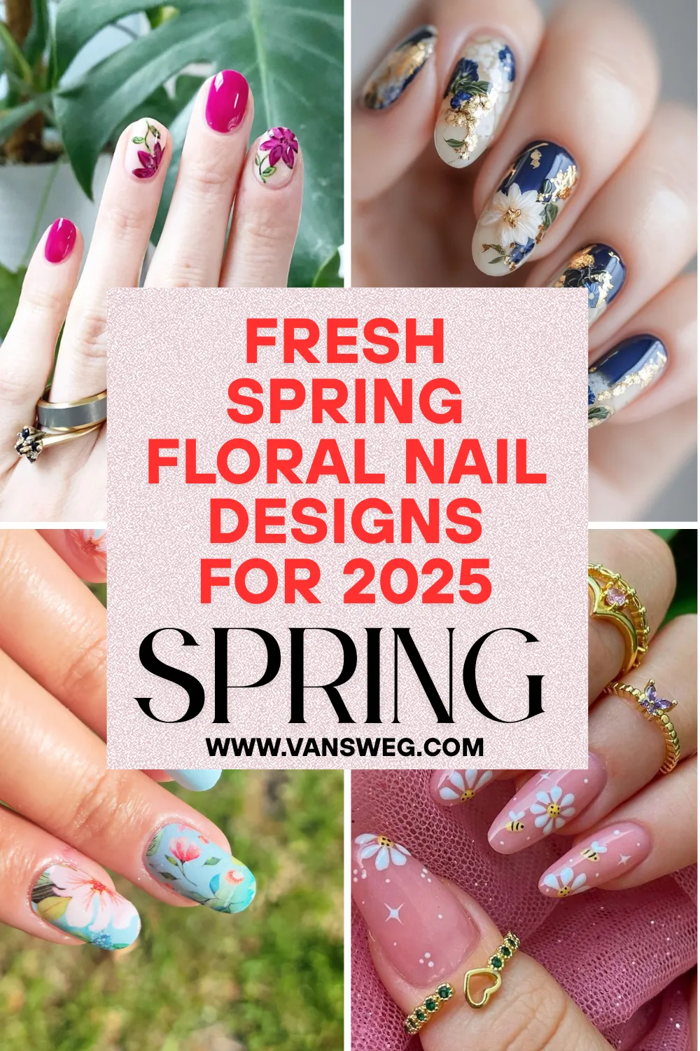 Fresh spring floral nail designs for 2025