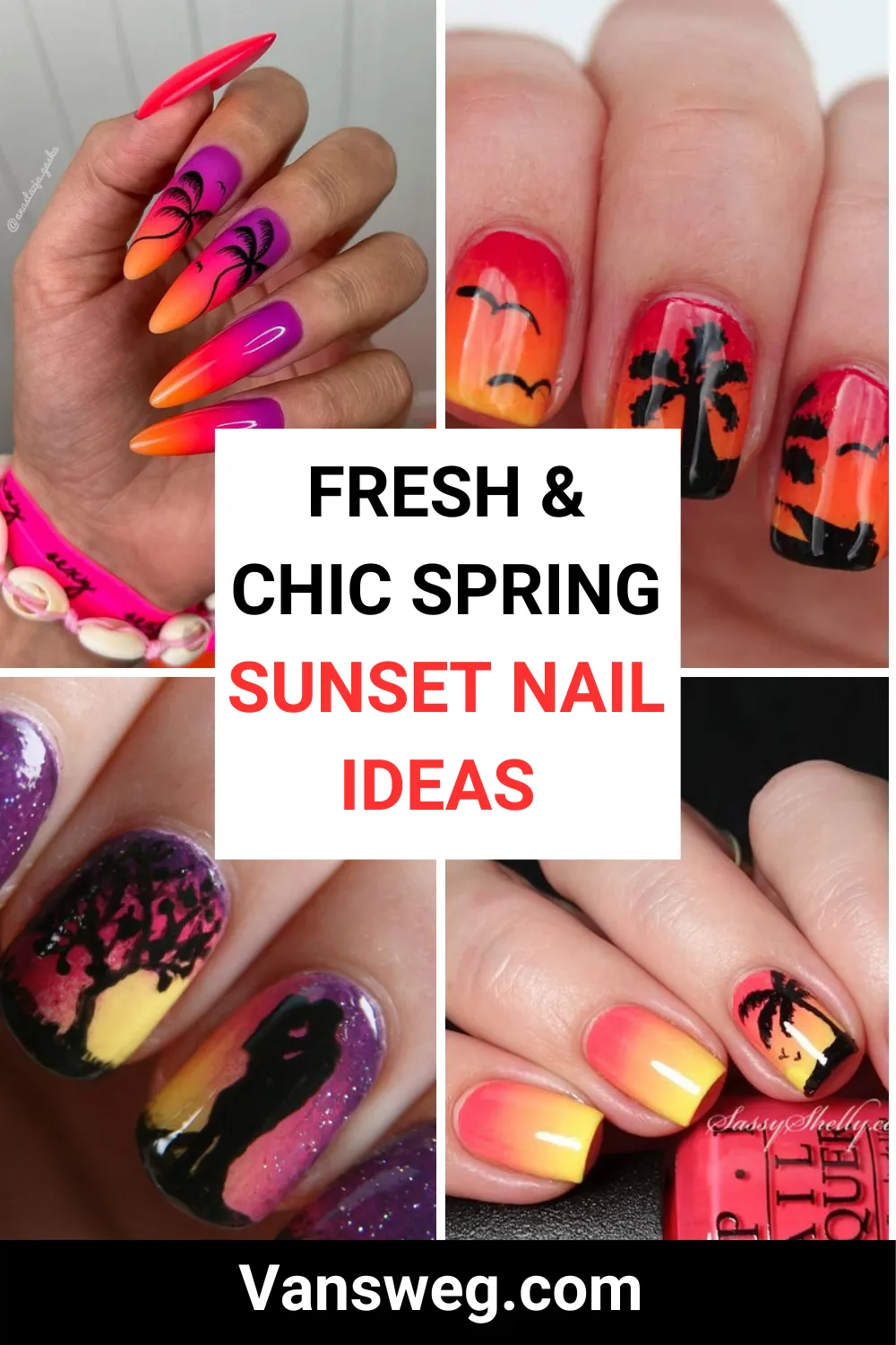 Fresh and Chic Spring Sunset Nail Ideas