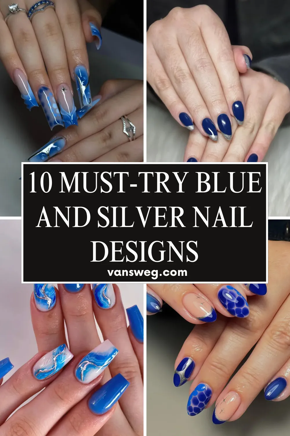 10 Must - try blue and silver nail designs

