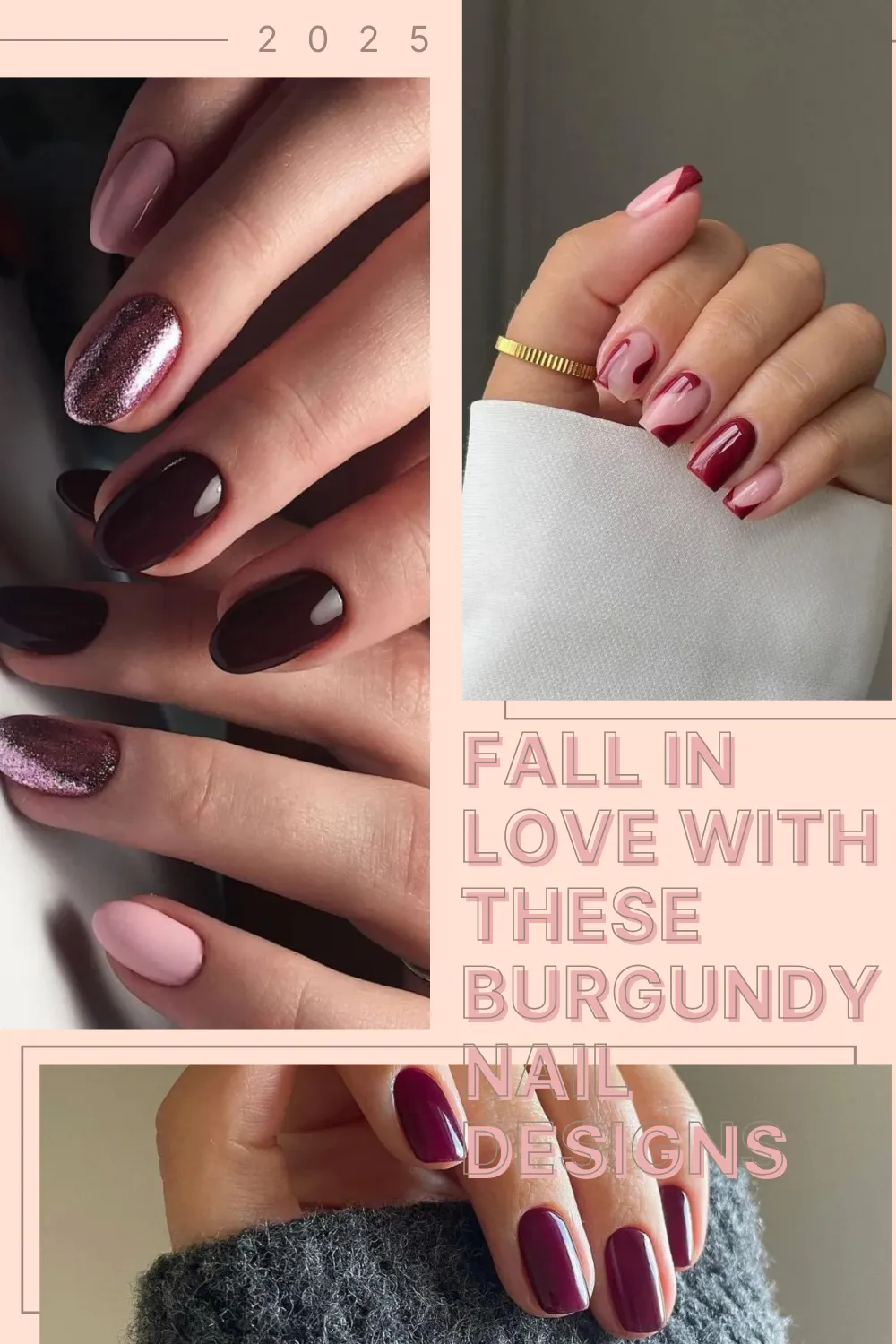 Fall in love with these Burgandy Nail Designs
