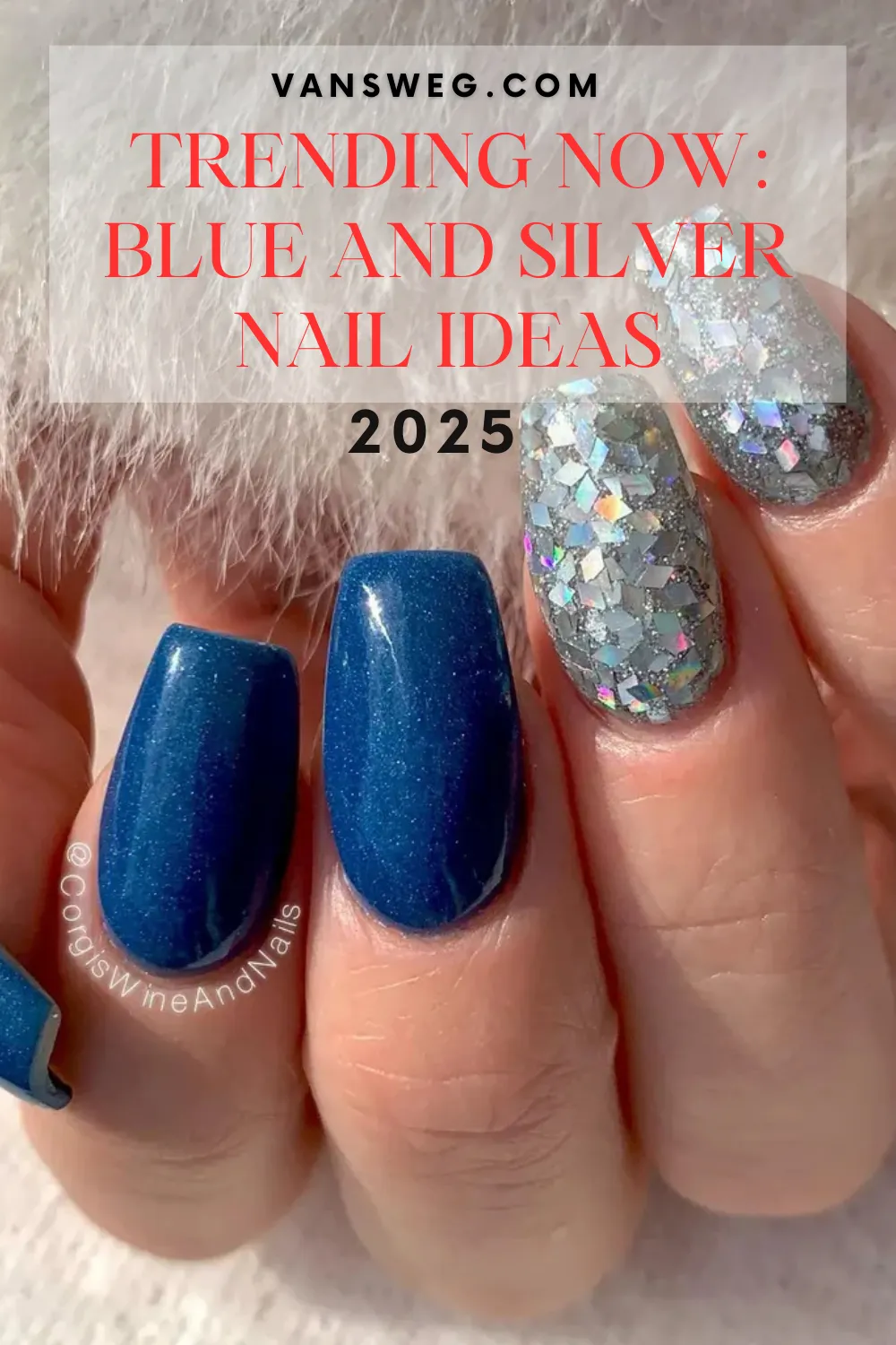 Blue Silver Nail Designs
