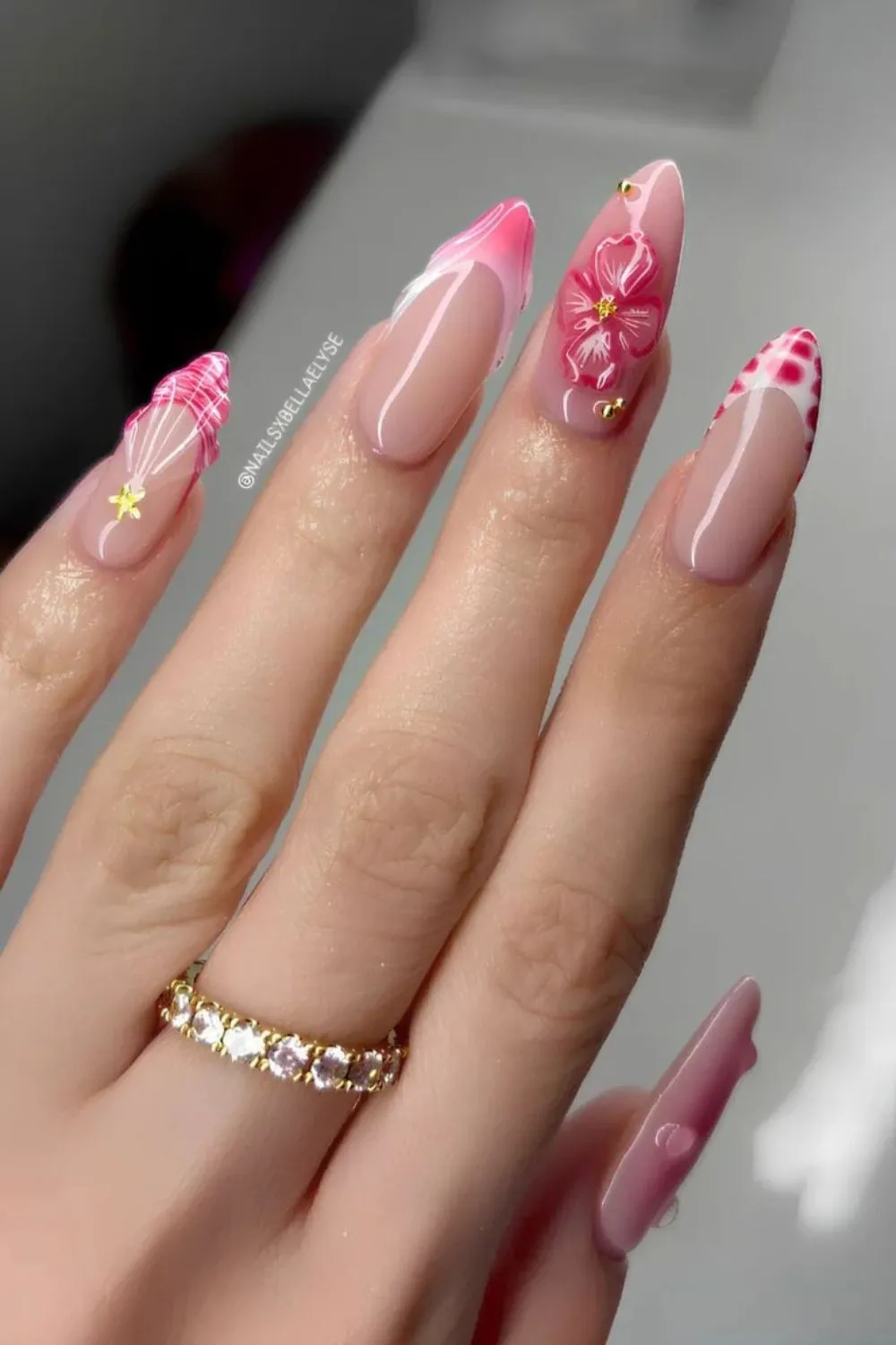 3D Pink Hibiscus Nails – Vibrant Spring Nails With Dimensional Floral Art