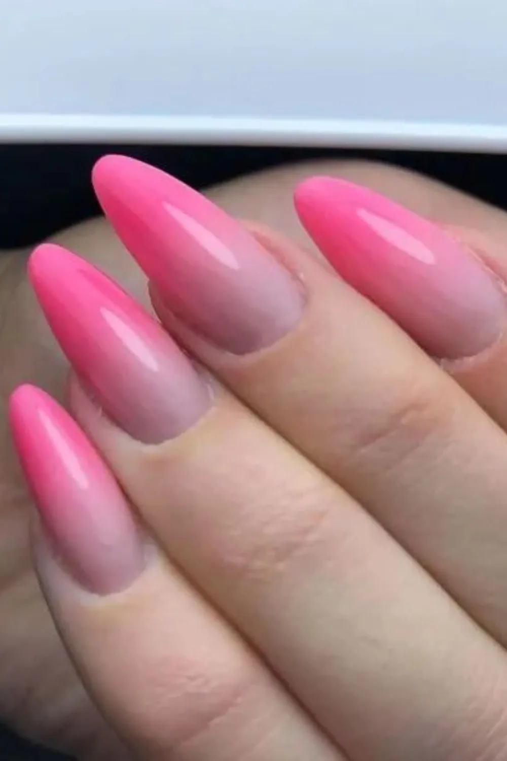 Pink Ombre Almond Nails 2025 -Almond nails with a soft pink ombre effect 2025