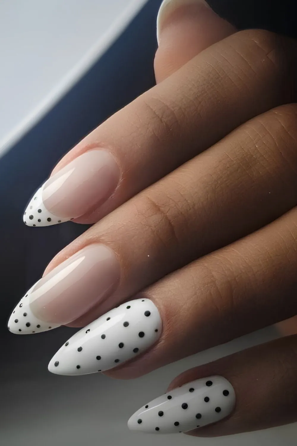 "Polka Dot French Tip Nails - Modern Cowgirl Elegance"