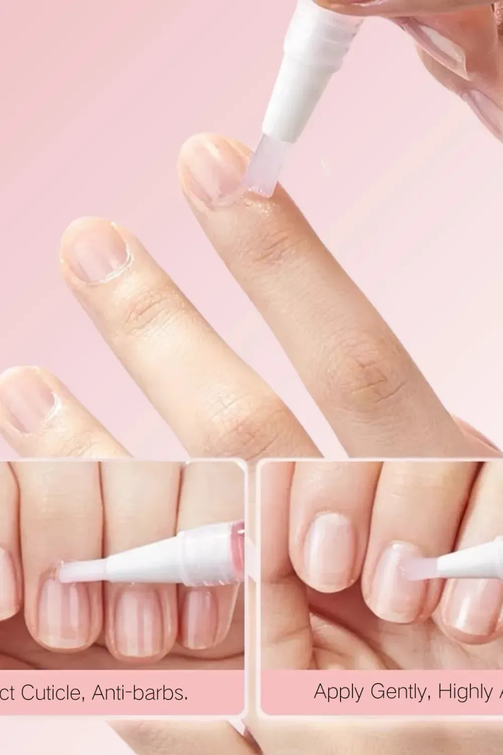 close-up of applying cuticle oil 