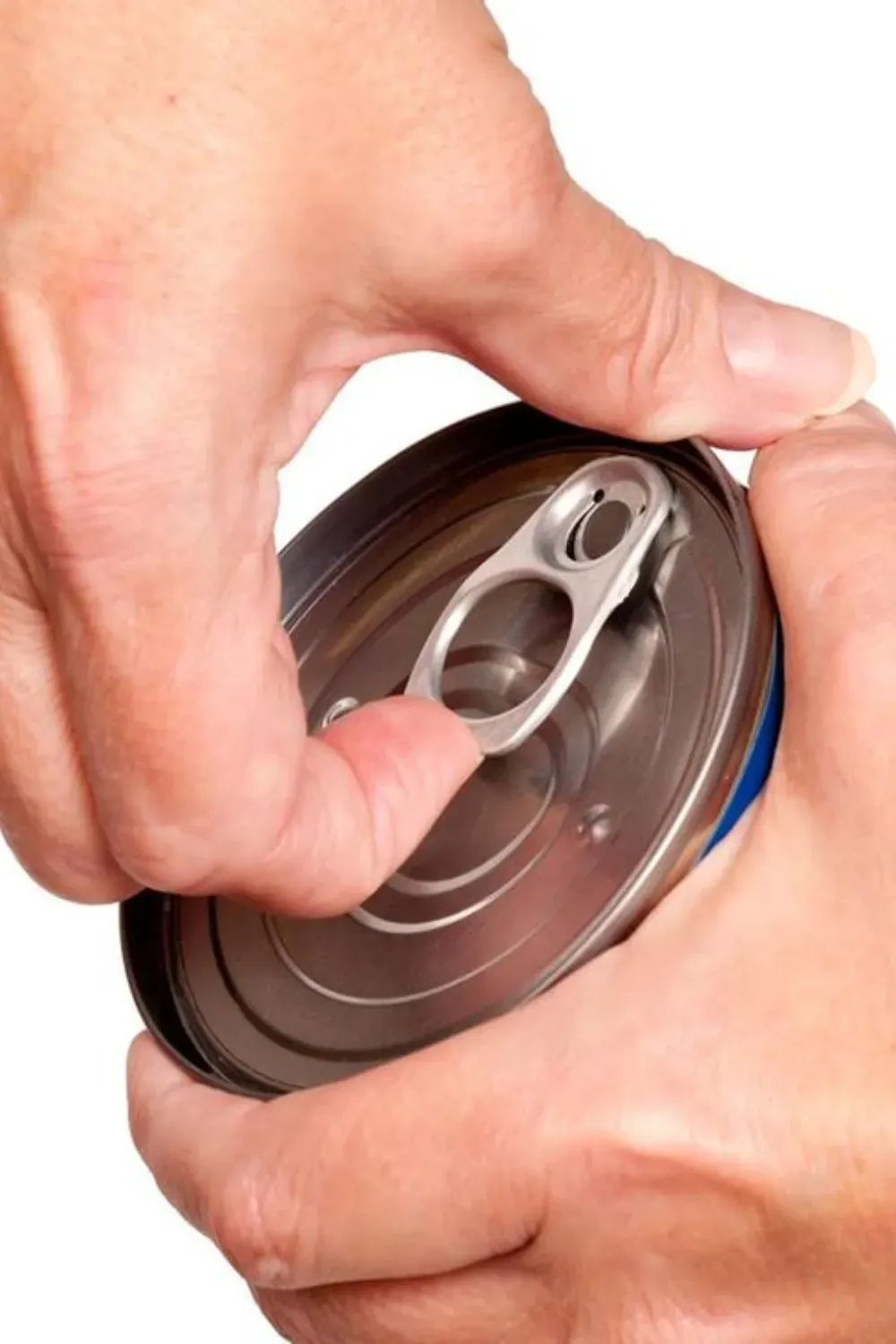 Image of a person opening a can with nails