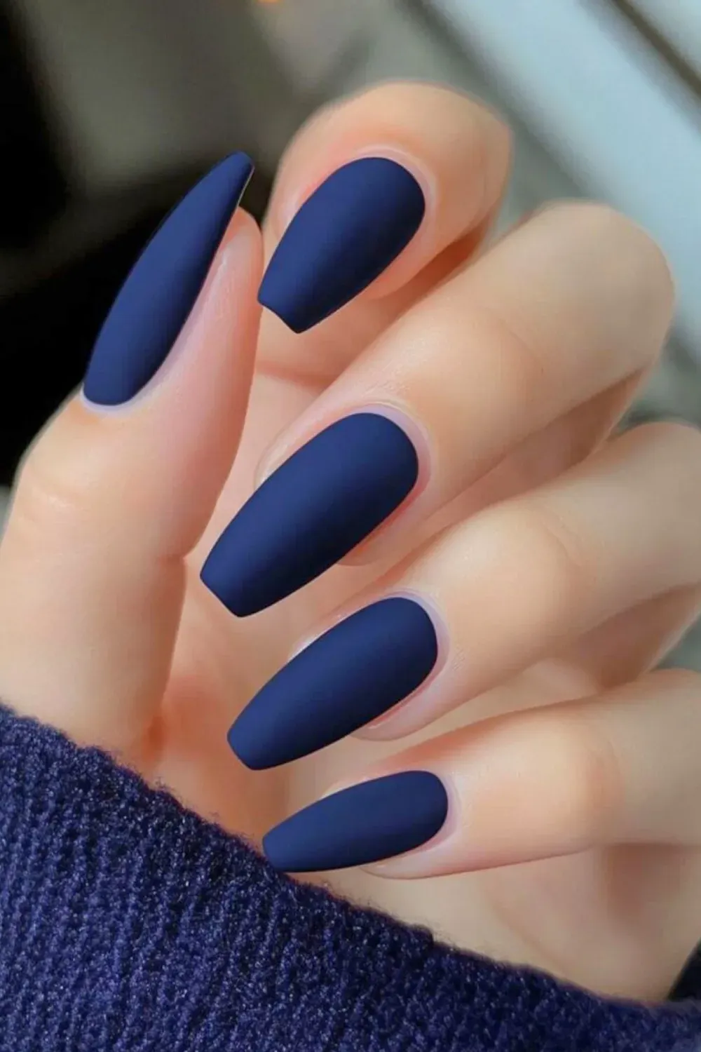 Matte Navy Blue Nails - Sleek matte navy blue nails for a bold and edgy look.