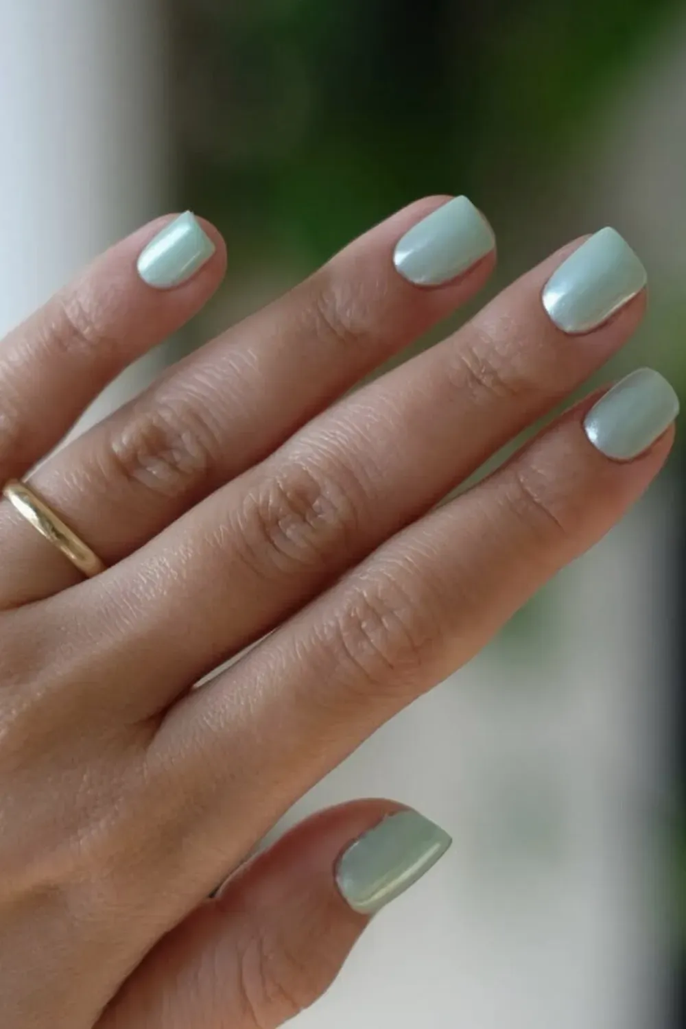 Refreshing mint green nails perfect for summer