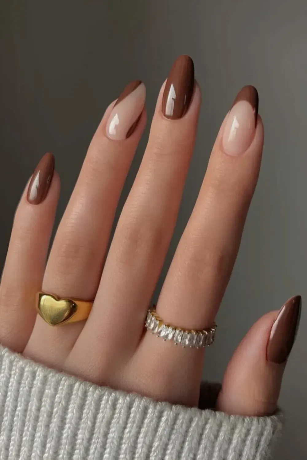 Brown geometric design with natural nail showing through