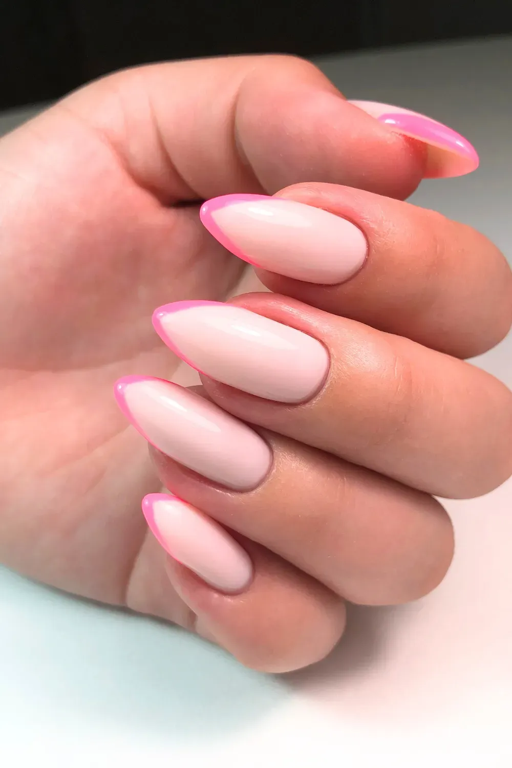 Neon pink French tip nails - Bold neon pink French tip nails