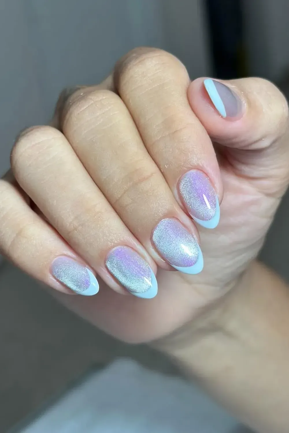 Sparkly Purple French Tips on light nails
