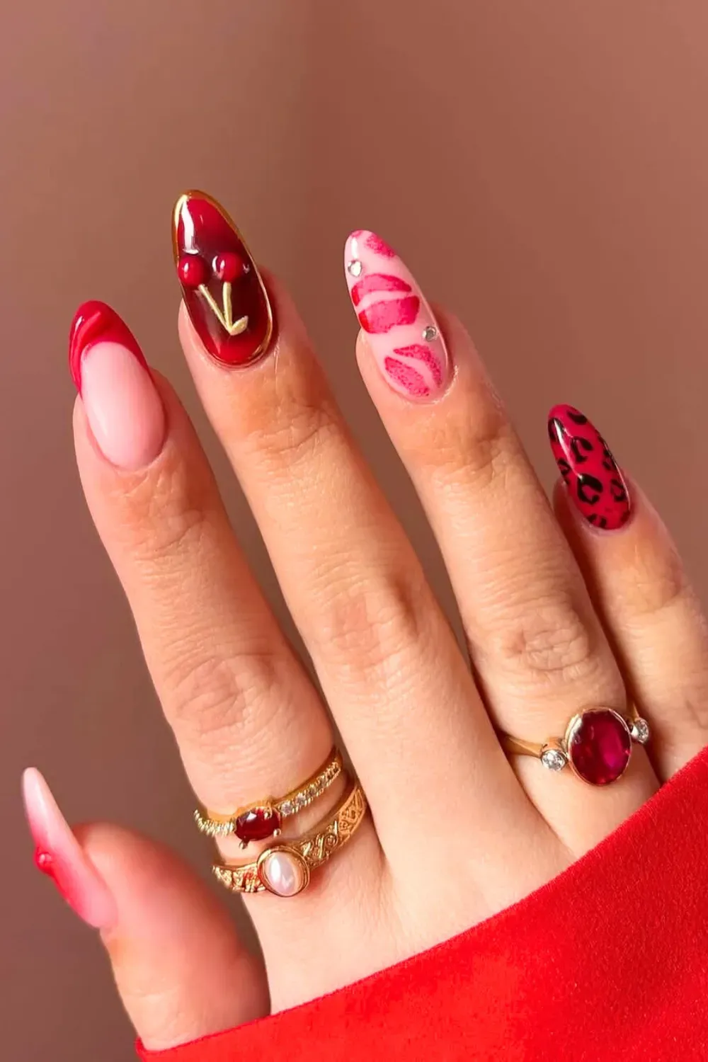 Red French Tip Nails - A modern twist on French tips with vibrant red and subtle pink accent