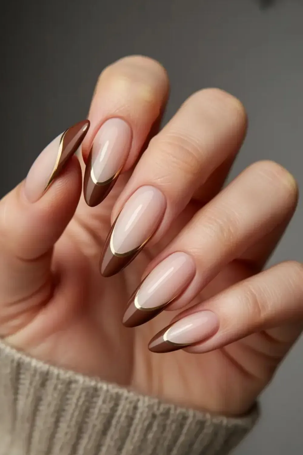 Brown French Tips - Modern brown French tip nails, offering a stylish and minimalist fall manicure