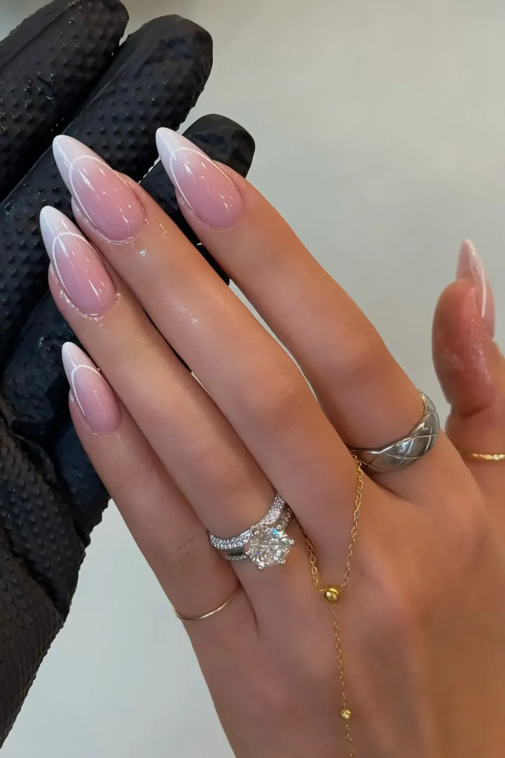 Classic French Tip Nails  - Classic French tip nails with a modern twist and soft pink base