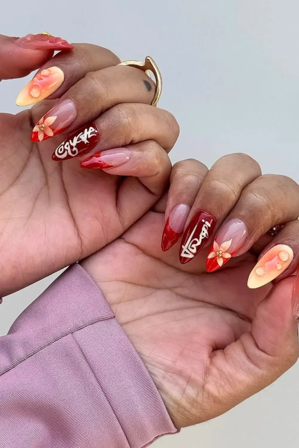Sculpted Lollipop Red Chrome Nails - Playful red chrome lollipop-inspired nails for a fun, edgy autumn style