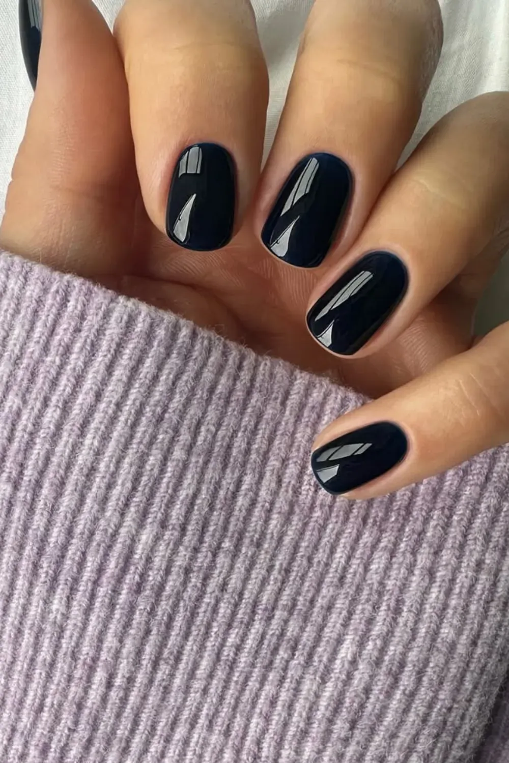  Midnight Blue Fall Manicure - Deep midnight blue nails with a glossy finish, perfect for the fall season, creating an elegant and mysterious look