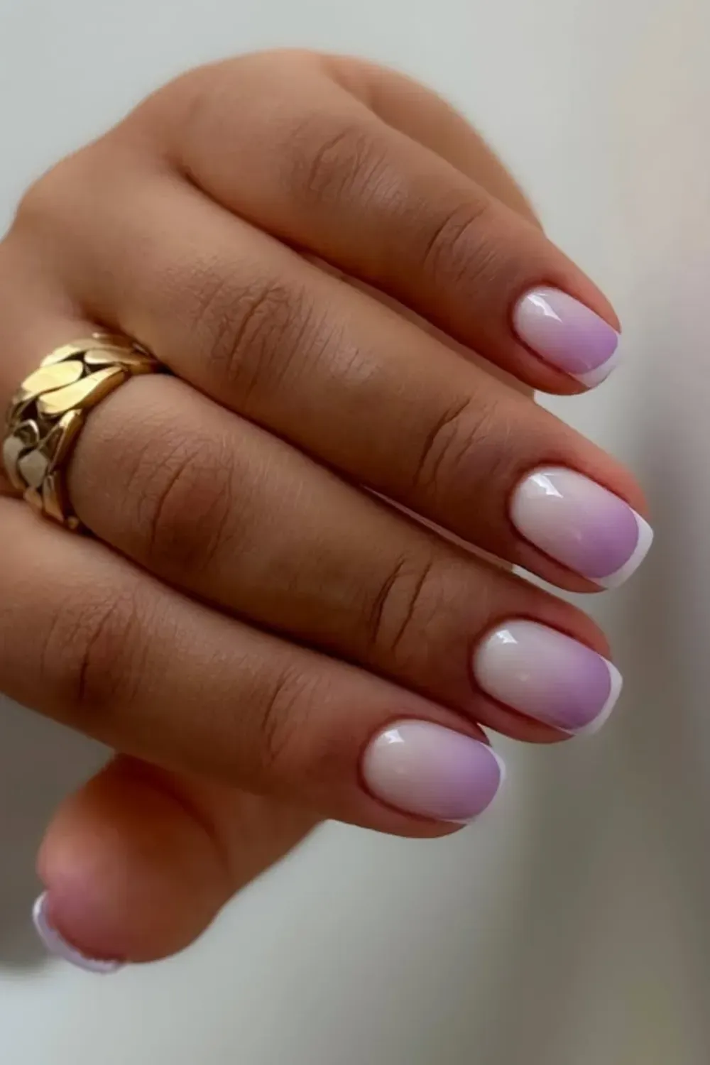 Ombre French Tip Nails - Lavender to white ombre French tip nails with a clean finish
