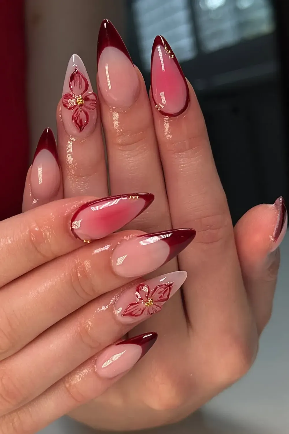 Tropical French Tip Autumn Nails - Tropical French tip nails with vibrant pink and yellow accents for a fresh fall vibe