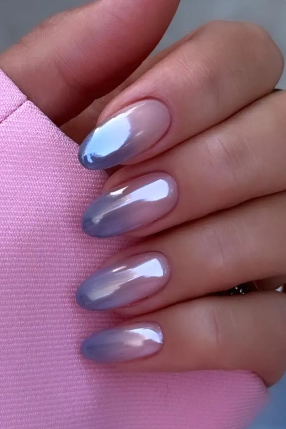 Grayish Blue Chrome Ombré Nail Tutorial