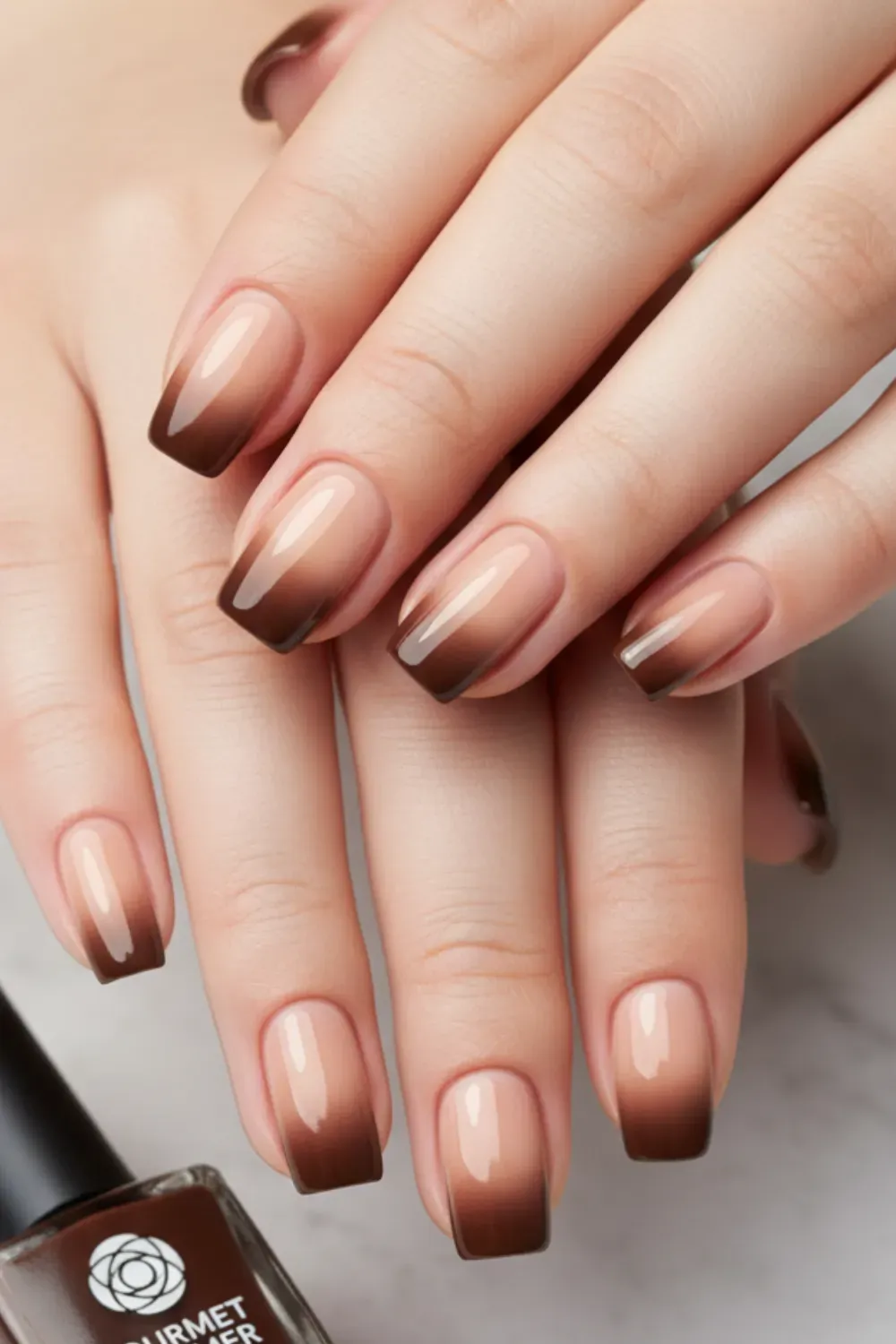 Autumn Gradient Nails - A smooth gradient from light caramel to deep chocolate brown, creating a cozy ombré effect for fall