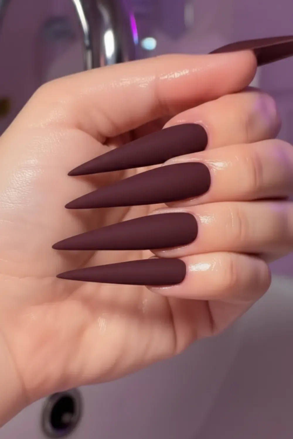 Matte Dark and Moody Burgundy Nails
