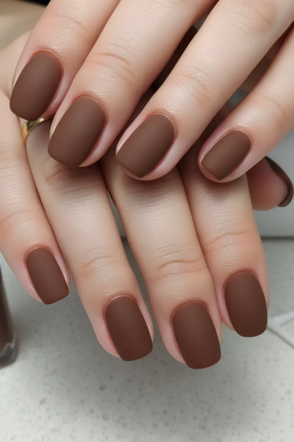 Matte Mocha Nails - Rich matte mocha brown nails, giving a creamy, soft finish that perfectly complements the warm tones of fall