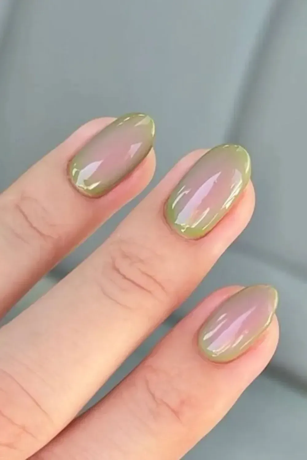 Strawberry Matcha Glossy Nails - Trendy almond nails with glossy strawberry and matcha green hues