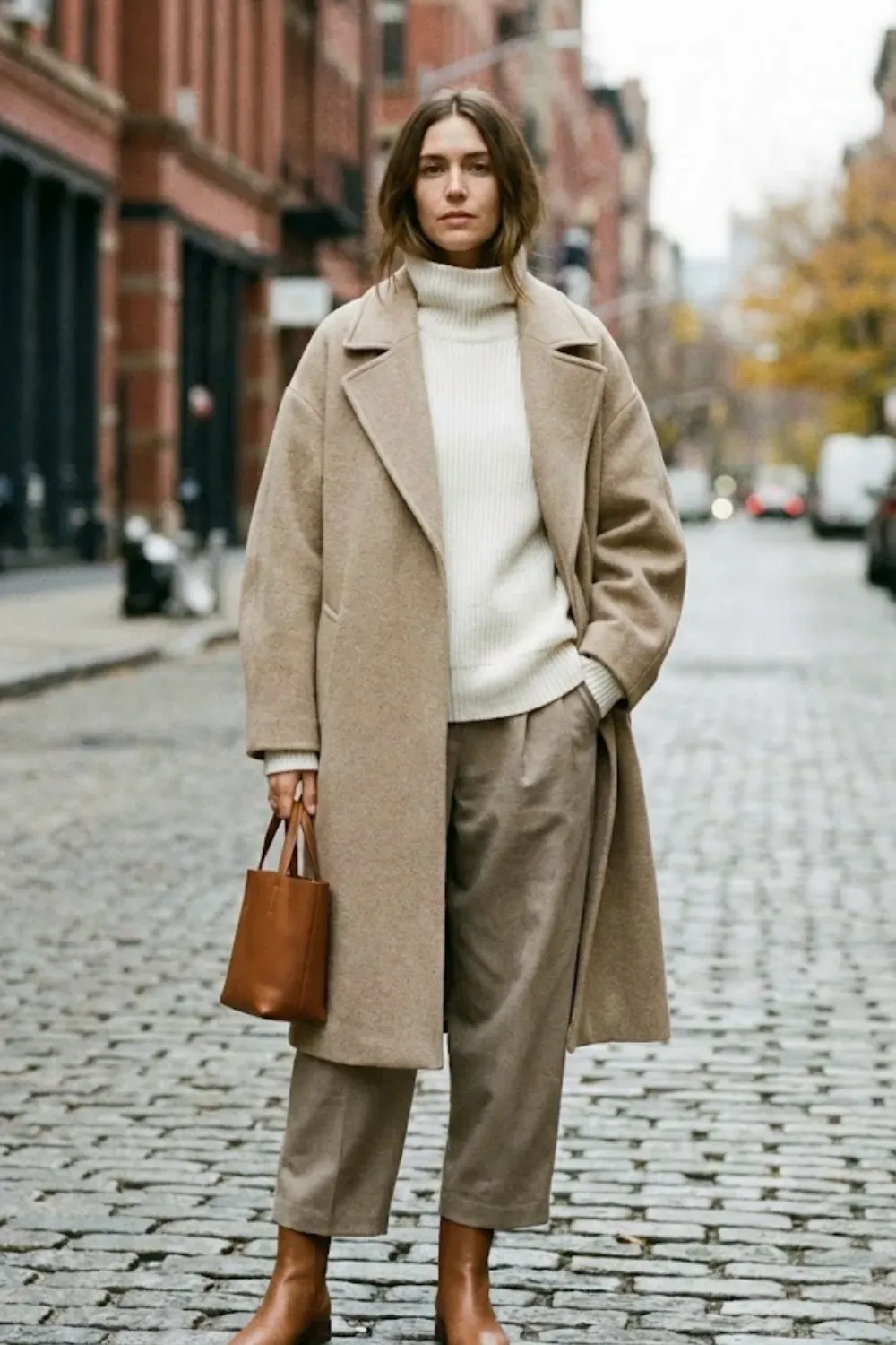 Oatmeal Oversized Wool Coat / Minimalist Pinterest winter aesthetic