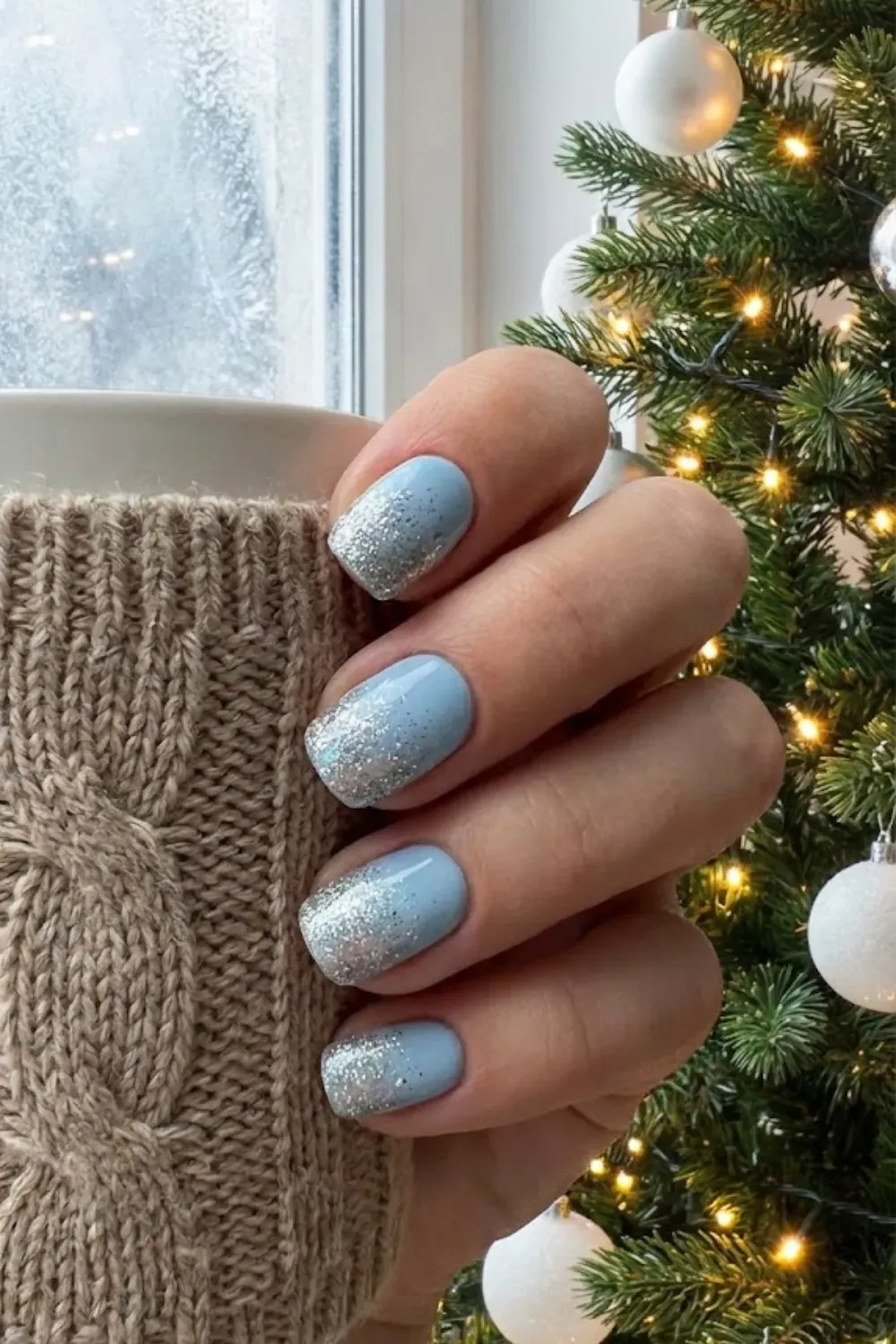 Blue Galaxy with Holographic Stars - oval blue holographic polish with extra star glitter for galaxy effect