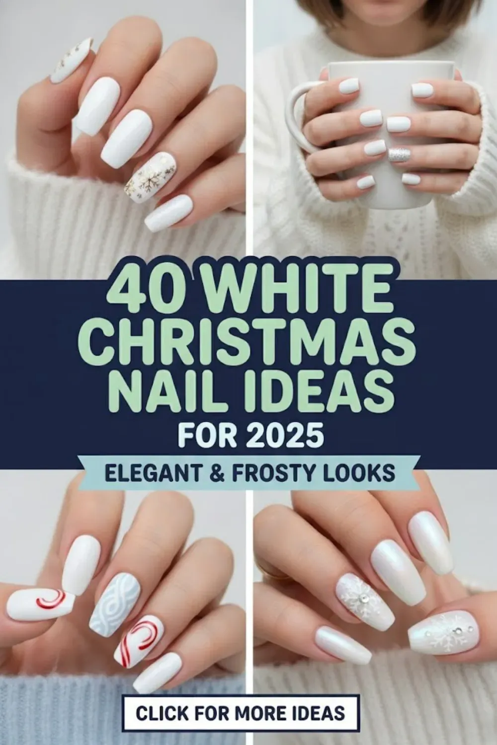 40 White Christmas Nail Ideas for 2025 (Snowflake, Glitter & Winter Chrome)