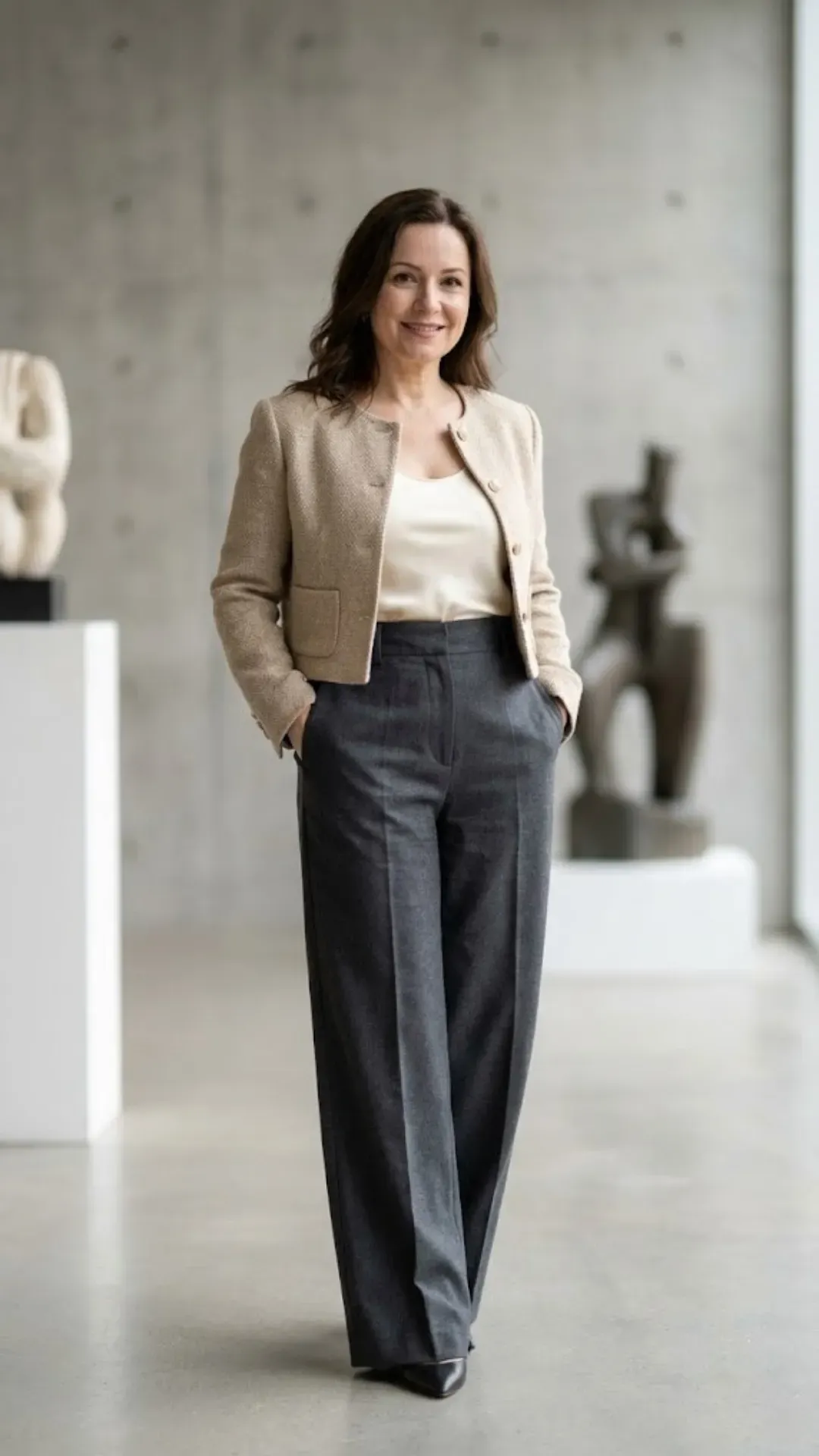 Cropped Jackets for Petite Women Over 40 - Cropped jacket outfit for busty petite woman