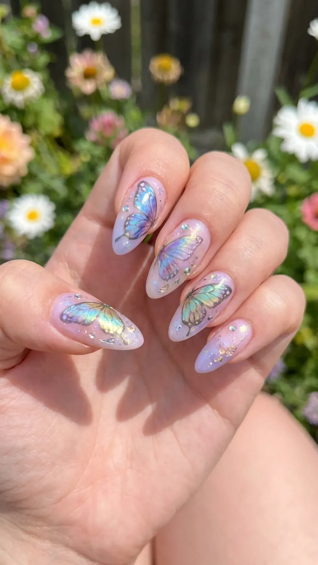 Butterfly gorgeous nails with iridescent wing design