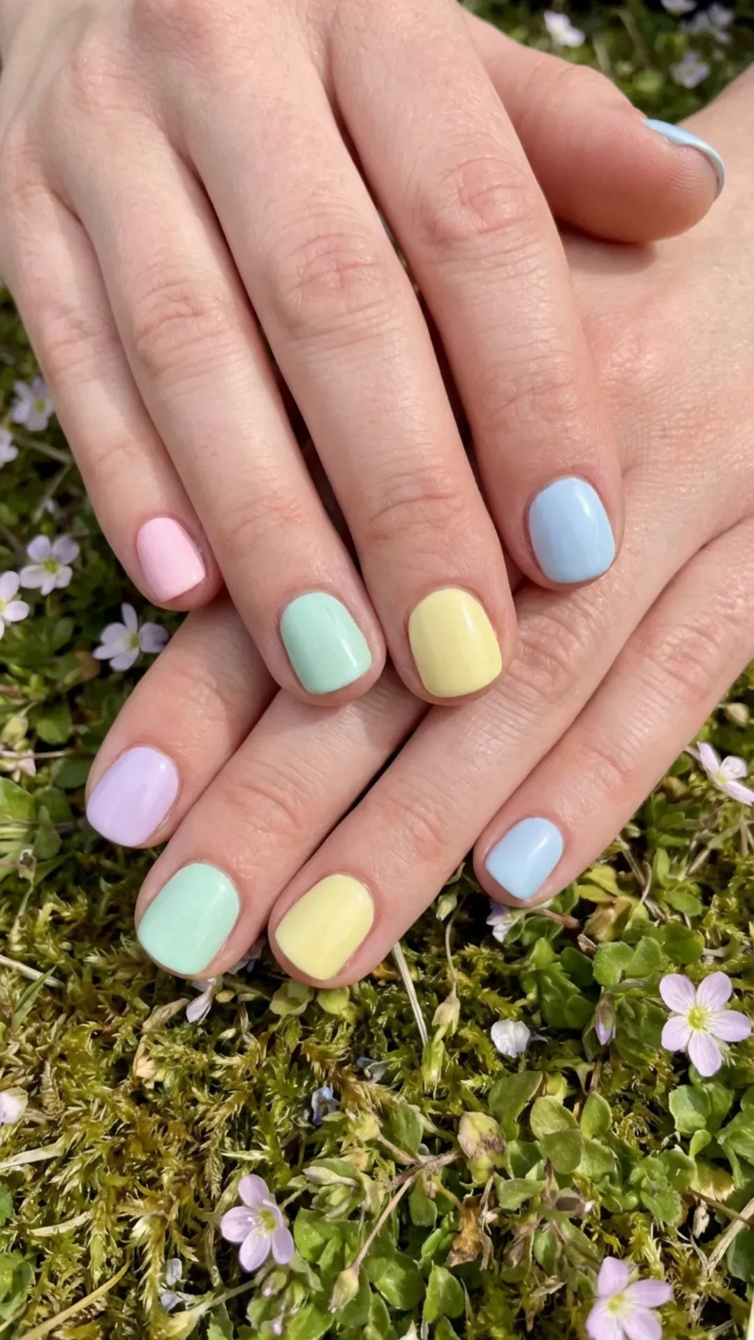 Pastel short gorgeous nails, soft spring colors
