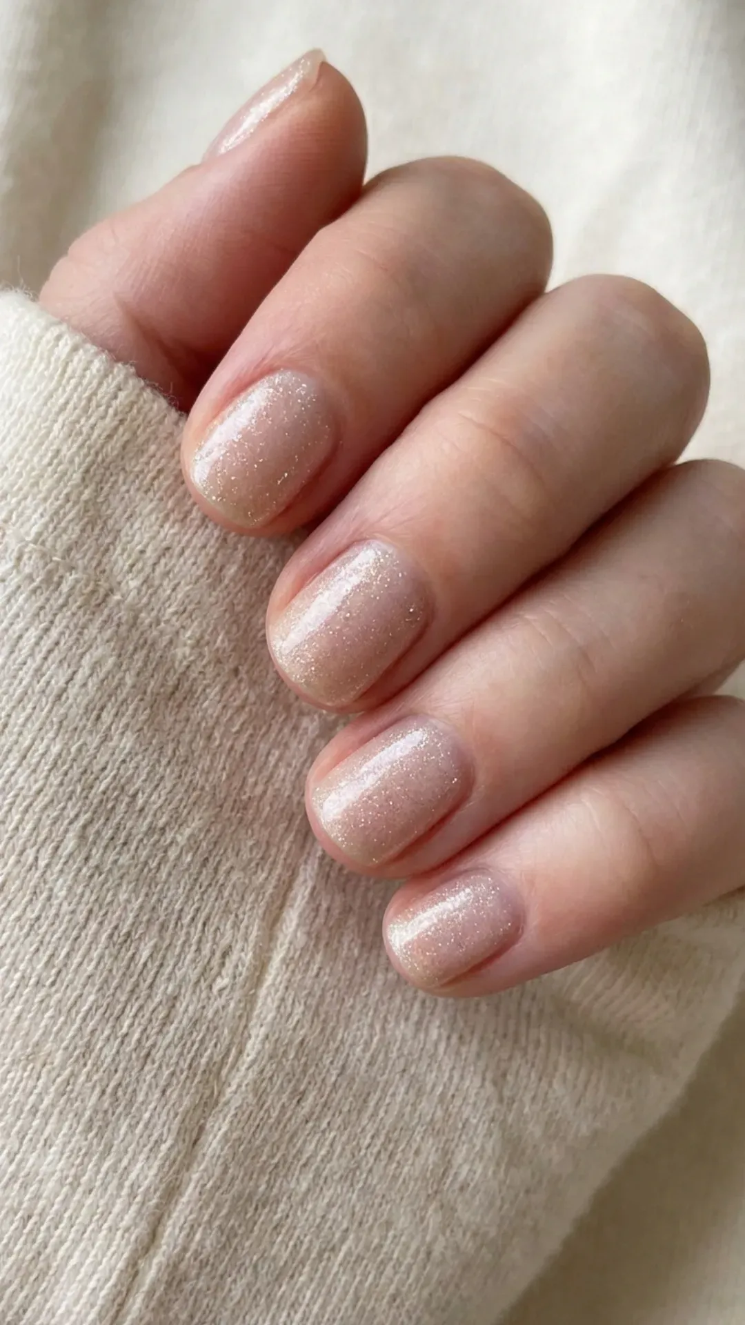 Short shimmer gorgeous nails, subtle sparkle manicure