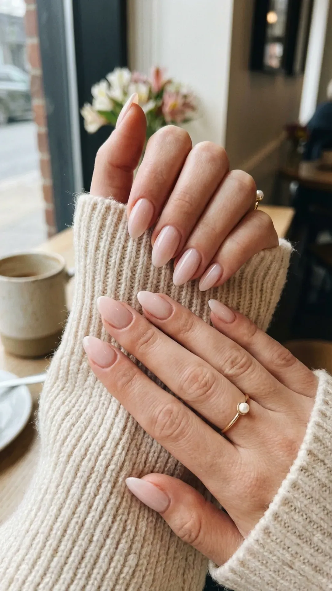soft blush pink March nails minimalist style