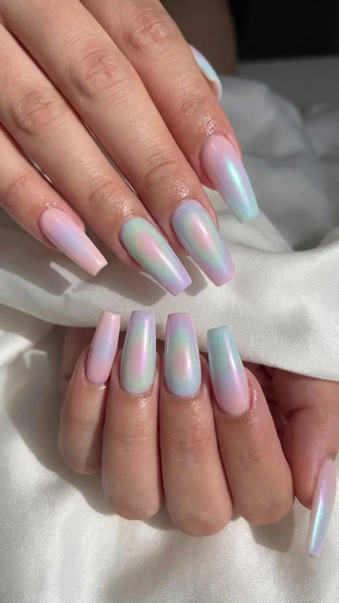 pastel aura March nails with soft glow effect