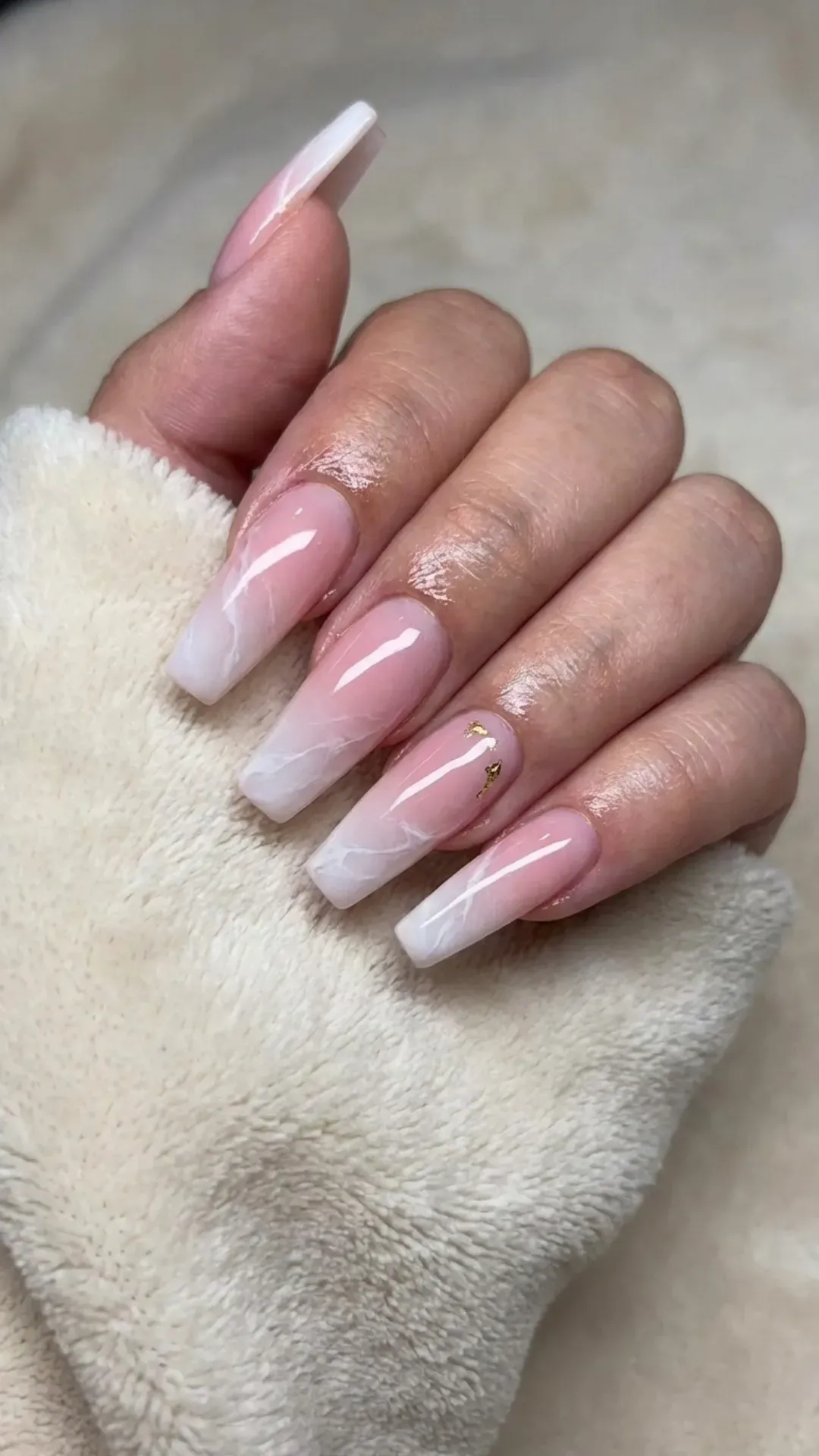  Marble Pink Ombre Coffin Nails