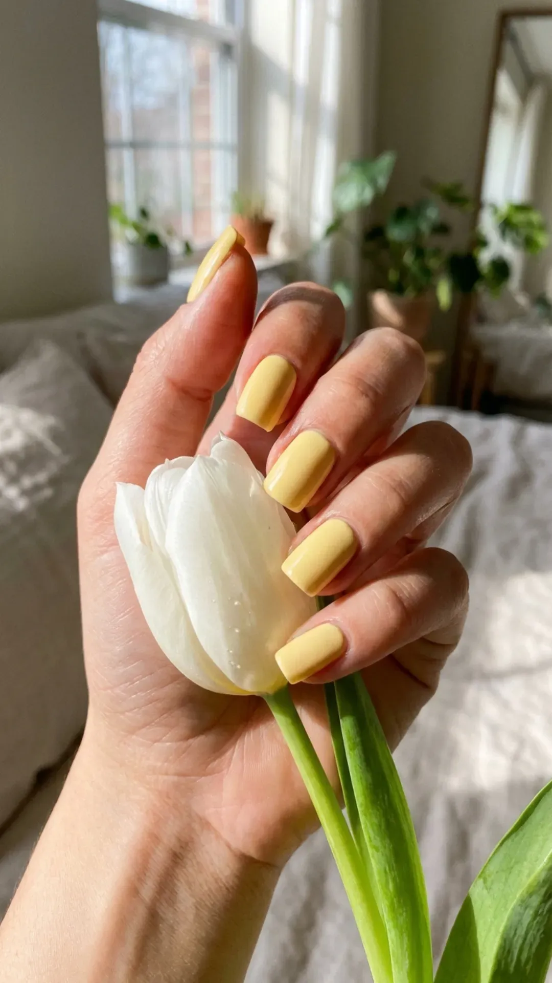  Soft creamy butter yellow April manicure VANSWEG.COM