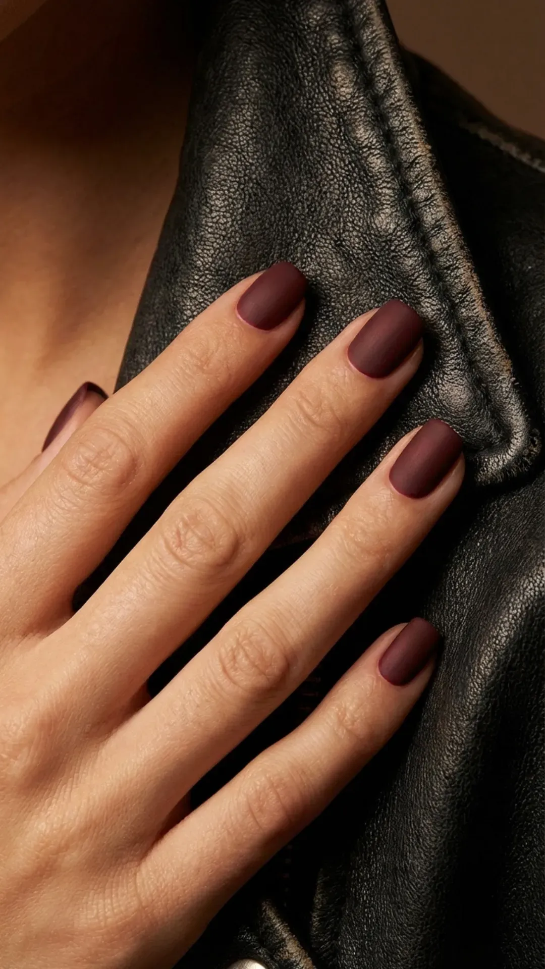 Matte Cherry Mocha Nails - Short square matte espresso cherry mocha nails VANSWEG.COM
