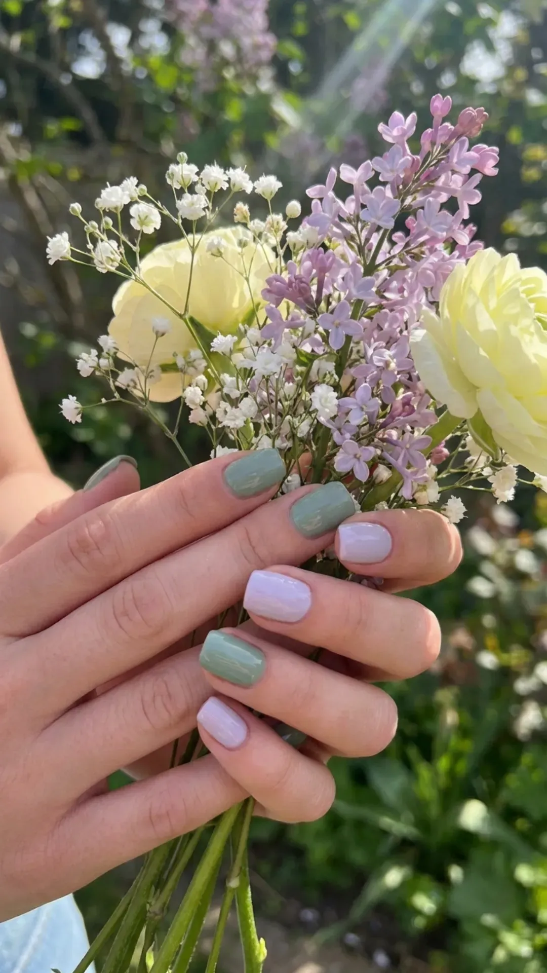 muted pastel multi-colored skittle squoval nails by VANSWEG.COM