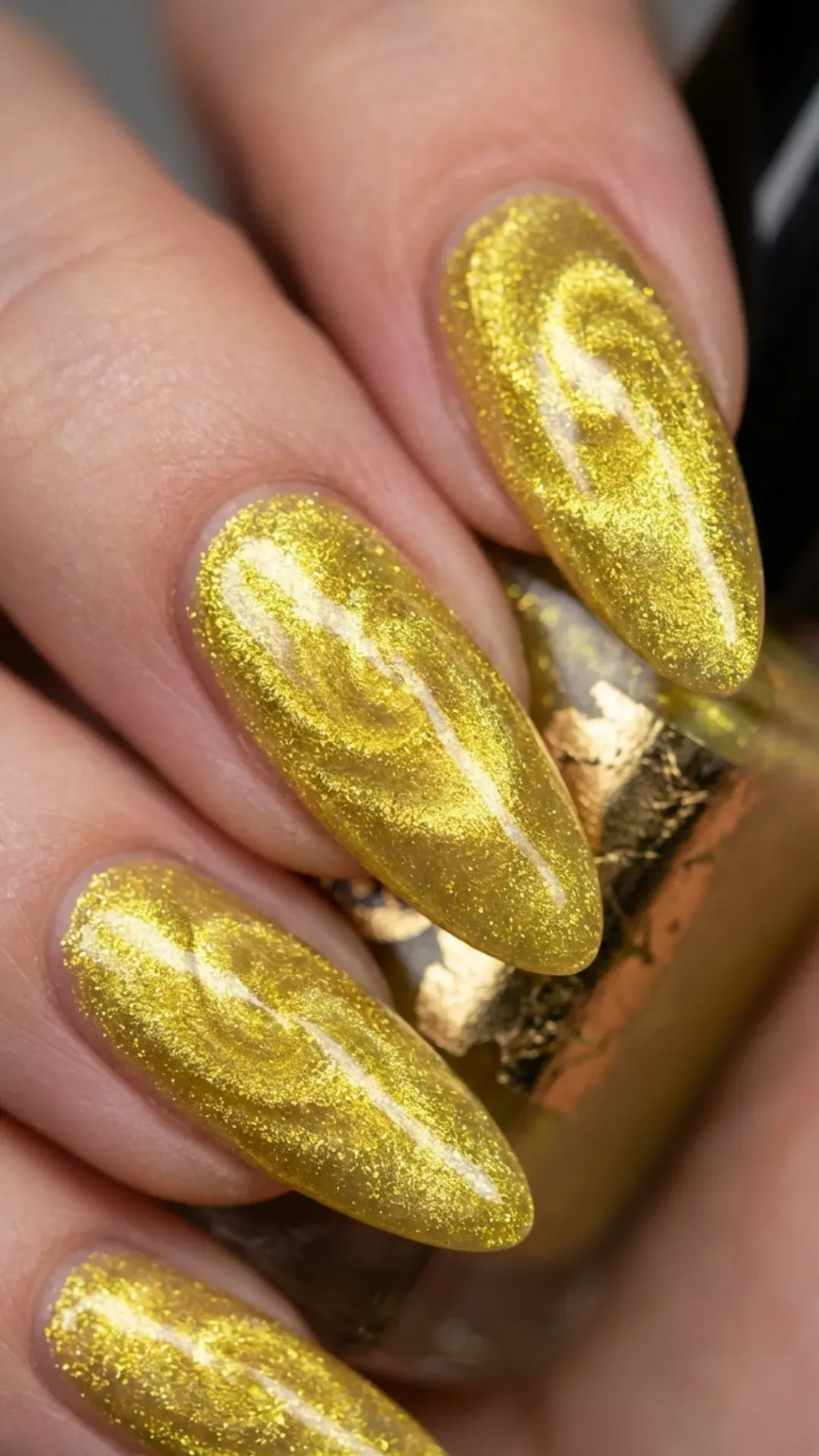 Textured magnetic butter yellow velvet gel nails VANSWEG.COM