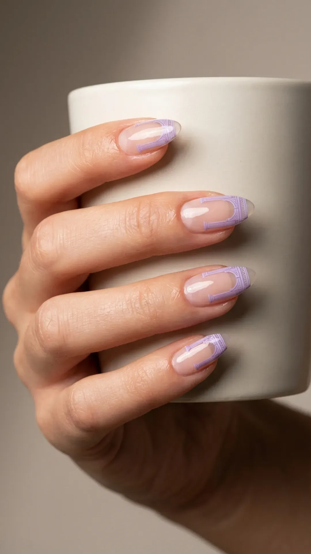 Digital lavender negative space arch nail art VANSWEG.COM