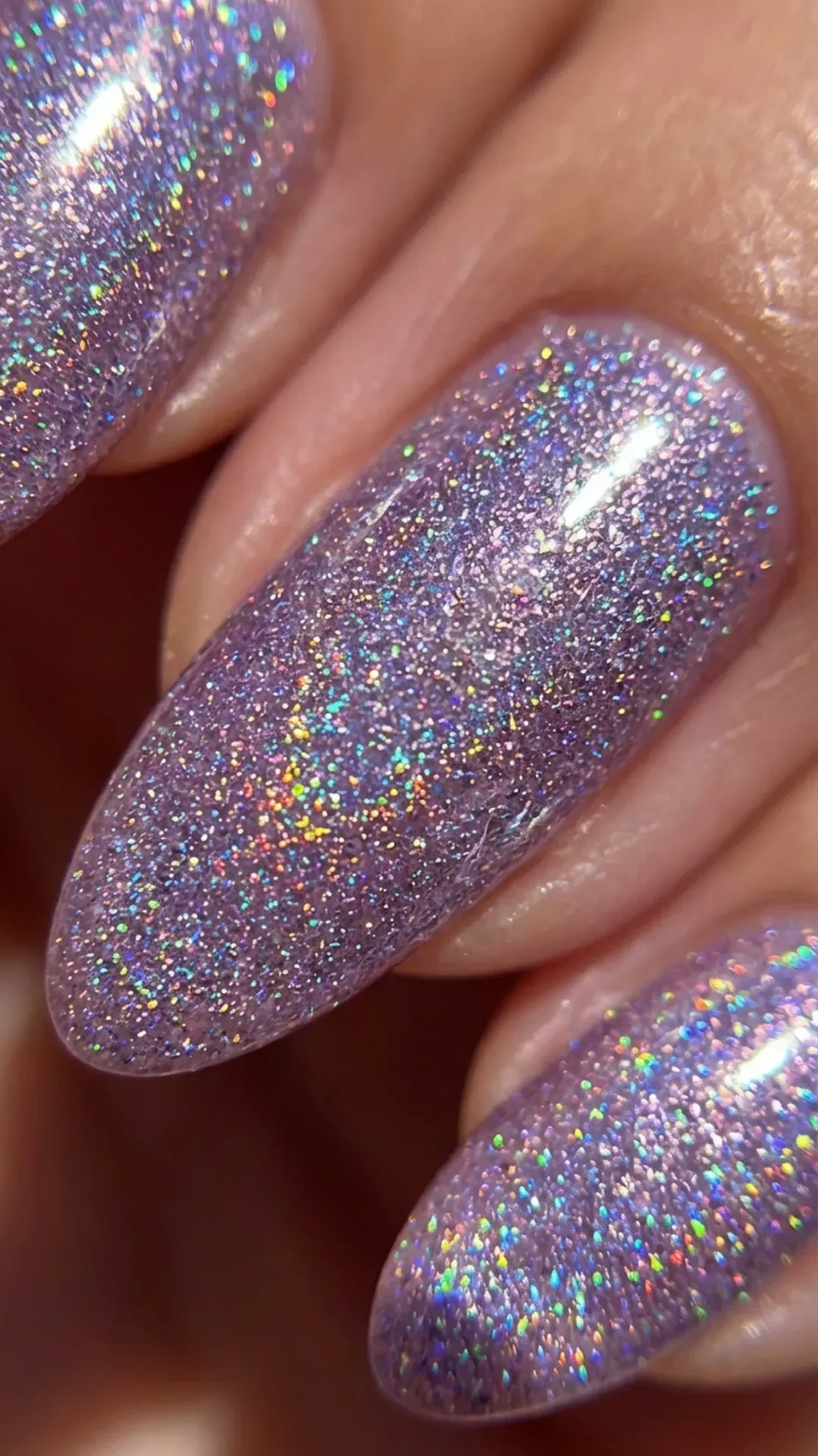 Ultra-fine holographic digital lavender micro glitter nails VANSWEG.COM